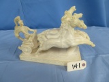 STATUE OF ROMAN SOLDIER W/ CHARIOT & HORSES