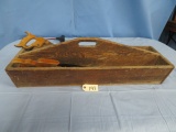 ANTIQUE TOOL TRAY W/ 2 HAND SAWS  32
