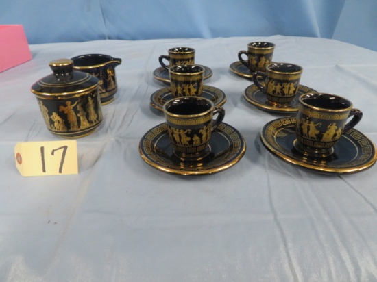 HAND MADE IN GREECE 24 KT GOLD TEA SET