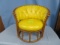 VINTAGE BAMBOO CHAIR W/ YELLOW LEATHER CUSHION