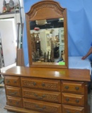 4 PCS. SUMTER BEDROOM SET- DRESSER W/ MIRROR, CHEST, NIGHT STAND & BED