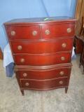 MAHOGANY STEP BACK CHEST OF DRAWERS