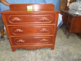 3 DRAWER WALNUT CHEST W/ CARVED PULLS