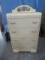 WHITE WATERFALL CHEST W/ DRAWERS  W/ MIRROR- 4 DRAWERS