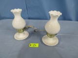 PAIR OF WHITE MILK GLASS LAMPS 