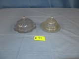 2 GLASS BUTTER DISHES W/ LIDS