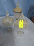 3 GLASS CATHEDRAL CANDY DISHES