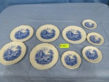 ENGLISH ABBEY PLATES & SAUCERS SET OF 9