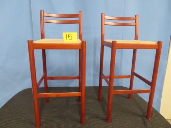 PAIR OF  CANE BOTTOM COUNTER STOOLS