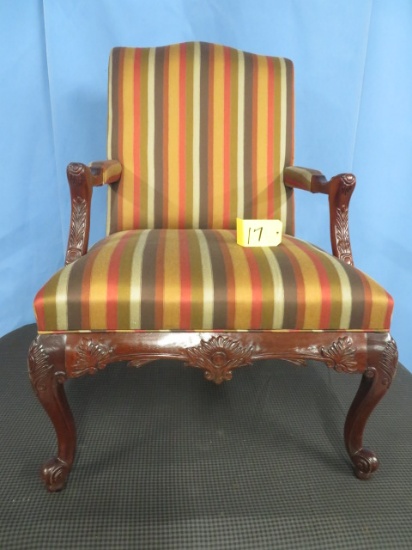 BEAUTIFUL STRIPED UPHOLSTERED ARM CHAIR
