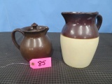 2 POTTERY PITCHERS  ONE IS JUGTOWN