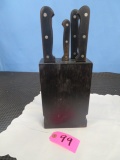 KNIFE SET IN BLOCK MARKED L.C. GERMAIN