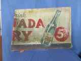 HALF OF A CANADA DRY 5 CENT METAL SIGN  65 X 46