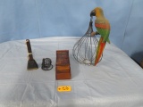 VINTAGE CAGE W/ BIRD & WALL PC