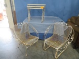 5 PCS. WROUGHT IRON TABLES & CHAIRS
