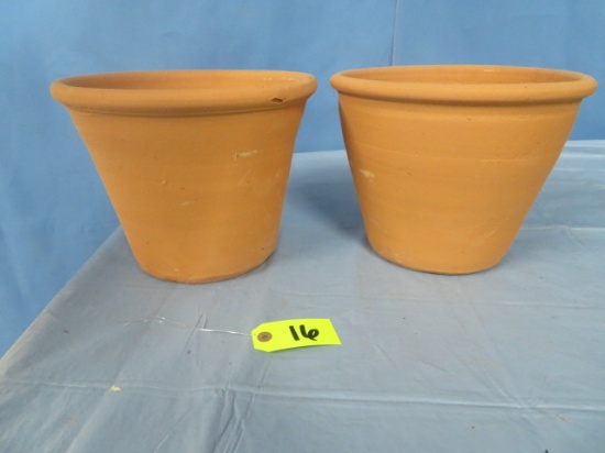 LOT OF 2 TERRA COTTA POTS  9" T