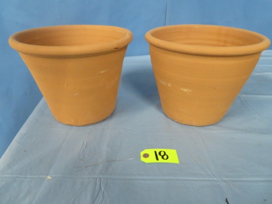 LOT OF 2 TERRA COTTA POTS  9" T