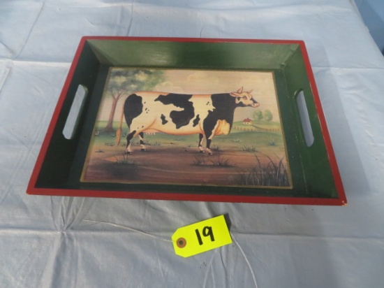 HAND PAINTED SERVING TRAY OF COW