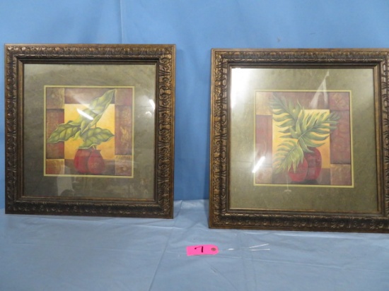 FRAMED ARTS PCS. OF PALM TREE & LEAF  23 X 23