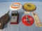 MIXED LOT OF THERMOMETER, BELLOWS, COCA CLOCK, ROOTBEER CLOCK