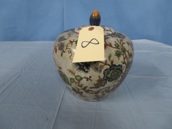 ORIENTAL URN W/ LID  9"T