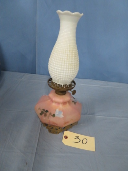 HAND PAINTED OIL LAMP  18"T