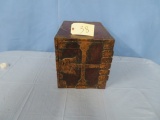 ORNATE WOODEN BOX  WITH INTERIOR DRAWERS - 16 X 11 X 12
