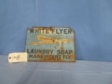 OLD WHITE FLYER METAL SIGN  14 X 10
