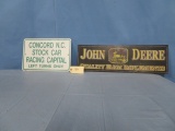 2 SIGNS- JOHN DEERE & CONCORD STOCK CAR