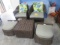 2 OUTDOOR WICKER PATIO CHAIRS WITH 2 OTTOMAN & TABLE