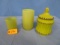 2 GREEN GLASS CONTAINERS & CANNISTER