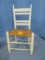 WHITE CHAIR W/ CANE BOTTOM