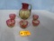 CRANBERRY PITCHER & 5 CUPS