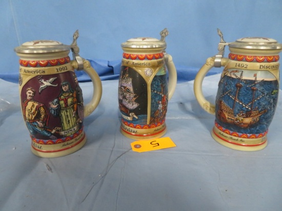 DISCOVER AMERICA SERIES STEINS,PINTA, NINA, SANTA MARIA GERMAN STEINS