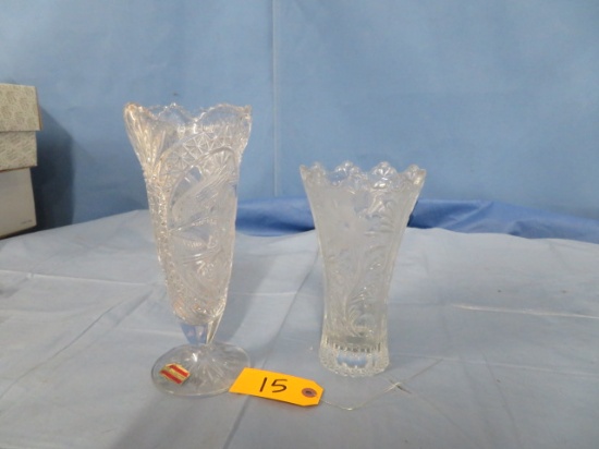 2 CRYSTALS VASES  10" & 8"