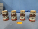 4 BUDWEISER STEINS  1988