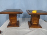 2- ETHAN ALLEN SLATE TOP SIDE TABLES