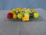 LARGE GLASS DISH W/ FRUIT