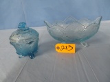 2 pcs. blue glass