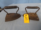 2 OLD FLAT IRONS