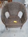 BROWN WICKER PATIO CHAIR