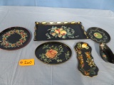 ASSORTED HAND PAINTED METAL TRAYS