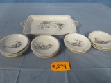 13 PCS. LIMOGE PLATTER & SAUCERS CFH