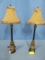 PAIR OF BUFFET LAMPS W/ FEATHERED SHADES 31