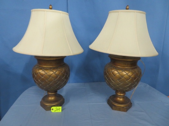 2 GOLD TABLE LAMPS  32" T