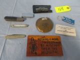CONCORD TELEPHONE, CITIZENS NATIONAL BANK ITEMS & MONROE HARDWARE KNIFE