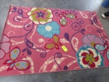 GIRLS PINK BUTTERFLY RUG