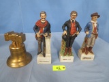 DOC HOLIDAY, WYATT EARP & BILLY THE KID LIQUOR DECANTERS AND LIBERTY BELL