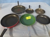 6 FRYING PANS SOME ARE T-FAL