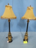 PAIR OF BUFFET LAMPS W/ FEATHERED SHADES 31